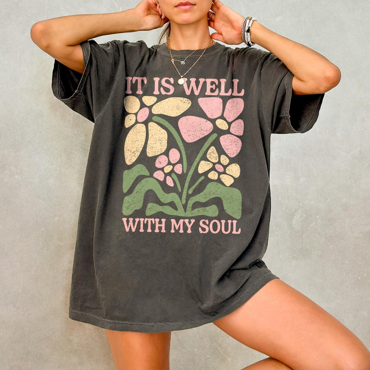 It Is Well With My Soul Shirt, Bible Verse Comfort Colors T-Shirt, Floral Jesus Shirt, Flower Christian Tee, Faith Shirt Christianity Gift