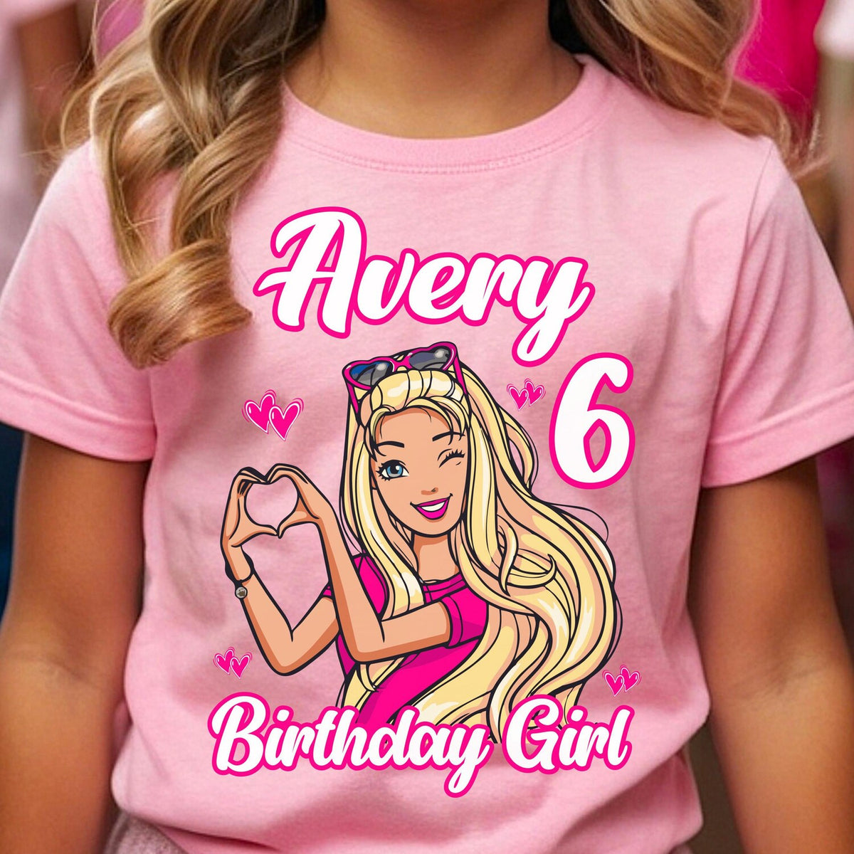 Girl's Birthday Shirt, Family Celebration T-shirt, Customized Birthday Tee, Blonde Doll Design, Birthday Party Shirt.