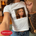 Funny Doll Face Baby Tee Funny Judging Expression Y2K TikTok Meme Shirt Sarcastic WTF Look Tee Retro Cute Sassy Aesthetic Graphic Shirt