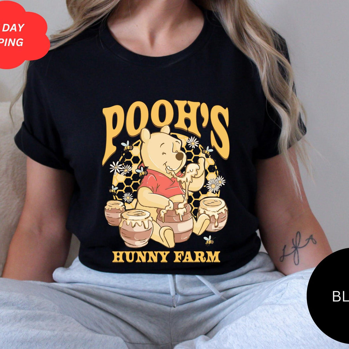 Retro Pooh Bear Shirt, Cute Honey Pot T-Shirt, Pooh Graphic Tee, Retro Cartoon Shirt, Aesthetic Character Tee, Unisex Pooh Tee