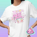 Kawaii Cat Instant Camera Shirt, Retro 90s Pastel Photo Tee, Cute Aesthetic T-Shirt, Fairy Kei Yume Kawaii Graphic Top
