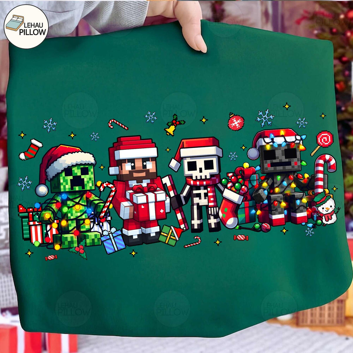 Just A Jolly Creeper Png, Gamer Character Christmas PNG, Green Character Christmas PNG Design, Funny Gamer Elf PNG