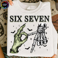 Retro Halloween PNG, Spooky Season Sublimation Design, Funny Halloween Bones Clipart, Six Seven 6 7 Meme Funny Witch Skeleton Hands PNG