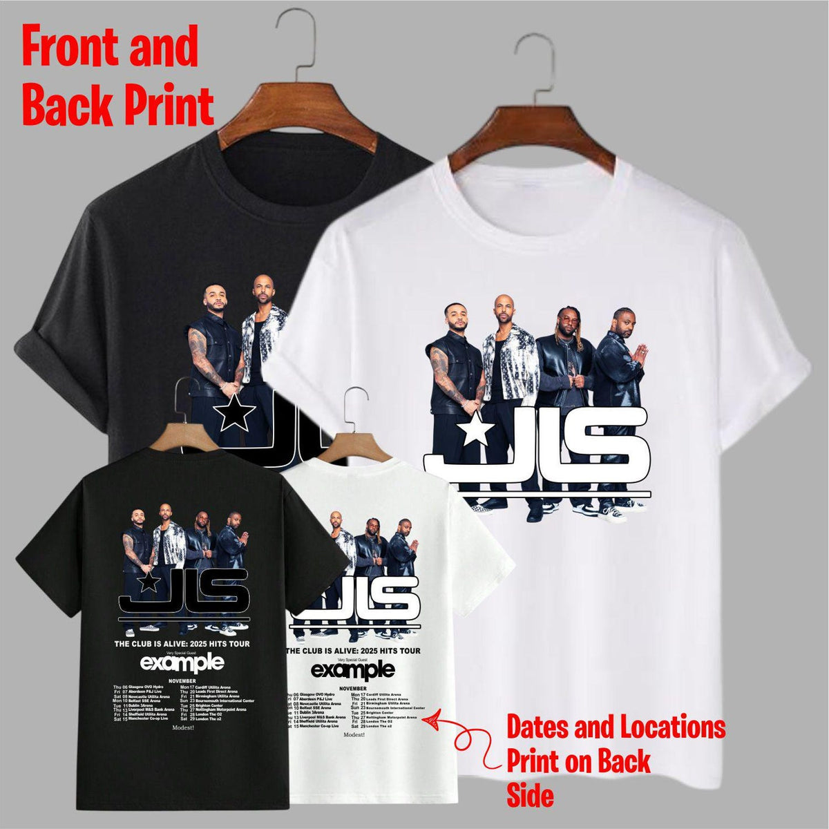 JLS Boy Band UK Tour T-Shirt: Pop Fan Concert Merch, 2025 Tour Gift