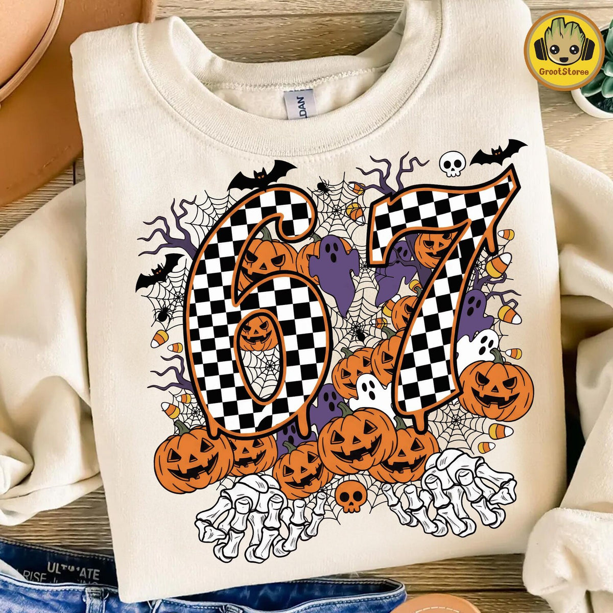 Trendy Six Seven Halloween Png, Spooky Six Seven Skeleton Hands Png, Viral Meme Png, Funny Saying Halloween Png, Trendy 6 7 Shirt Design