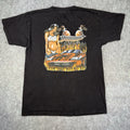Men’s Hot Rod Drag Racing T Shirt Sexy Woman Black Short Sleeve Size L Vtg Y2k