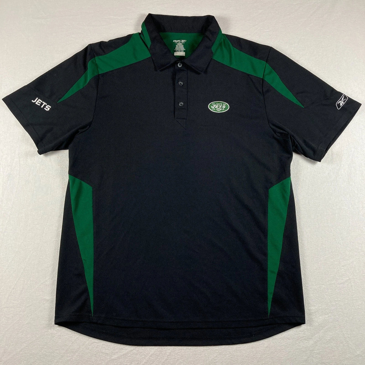 New York Jets Polo Mens Large Black Green Golf Short Sleeve Logo Nfl Reebok | Trendy Graphic Tee | Casual Unisex T-shirt