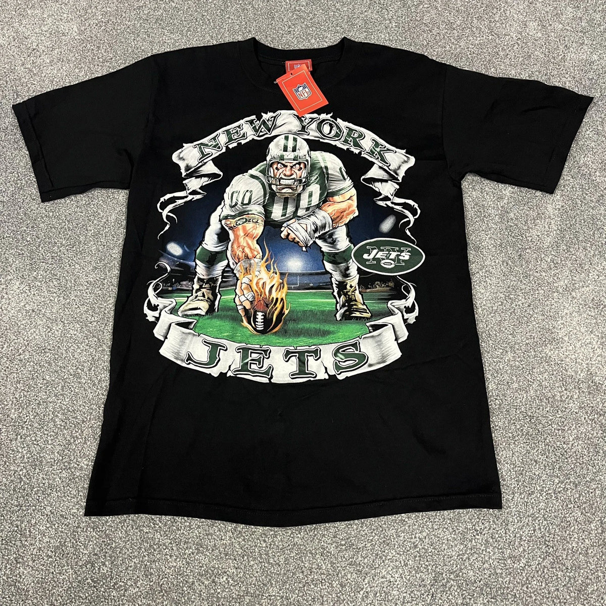 Nfl Rare New York Jets T Shirt Mens Size M Black Cotton Short Sleeve Crew Neck | Trendy Graphic Tee | Casual Unisex T-shirt