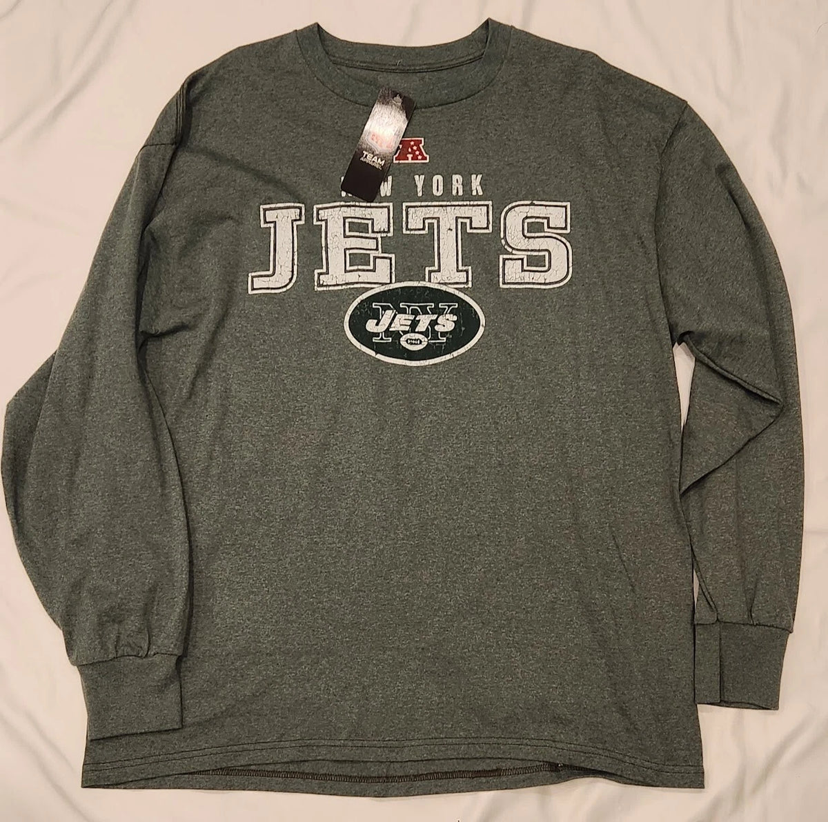 Majestic New York Jets Long Sleeve Graphic T-shirt Nfl Football Xl | Trendy Graphic Tee | Casual Unisex T-shirt