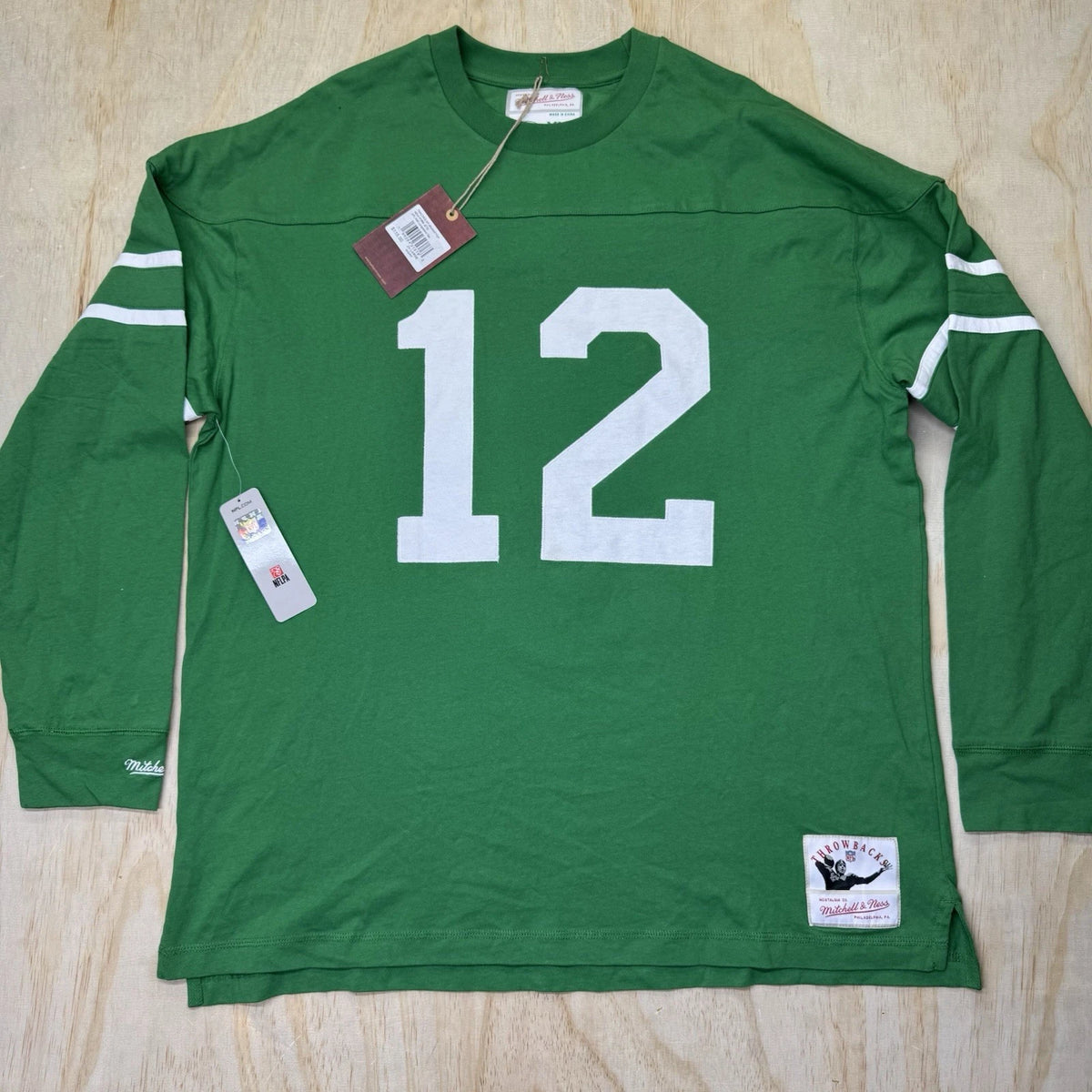New Joe Namath New York Jets Mitchell Ness Long Sleeve Shirt Green 2xl | Trendy Graphic Tee | Casual Unisex T-shirt