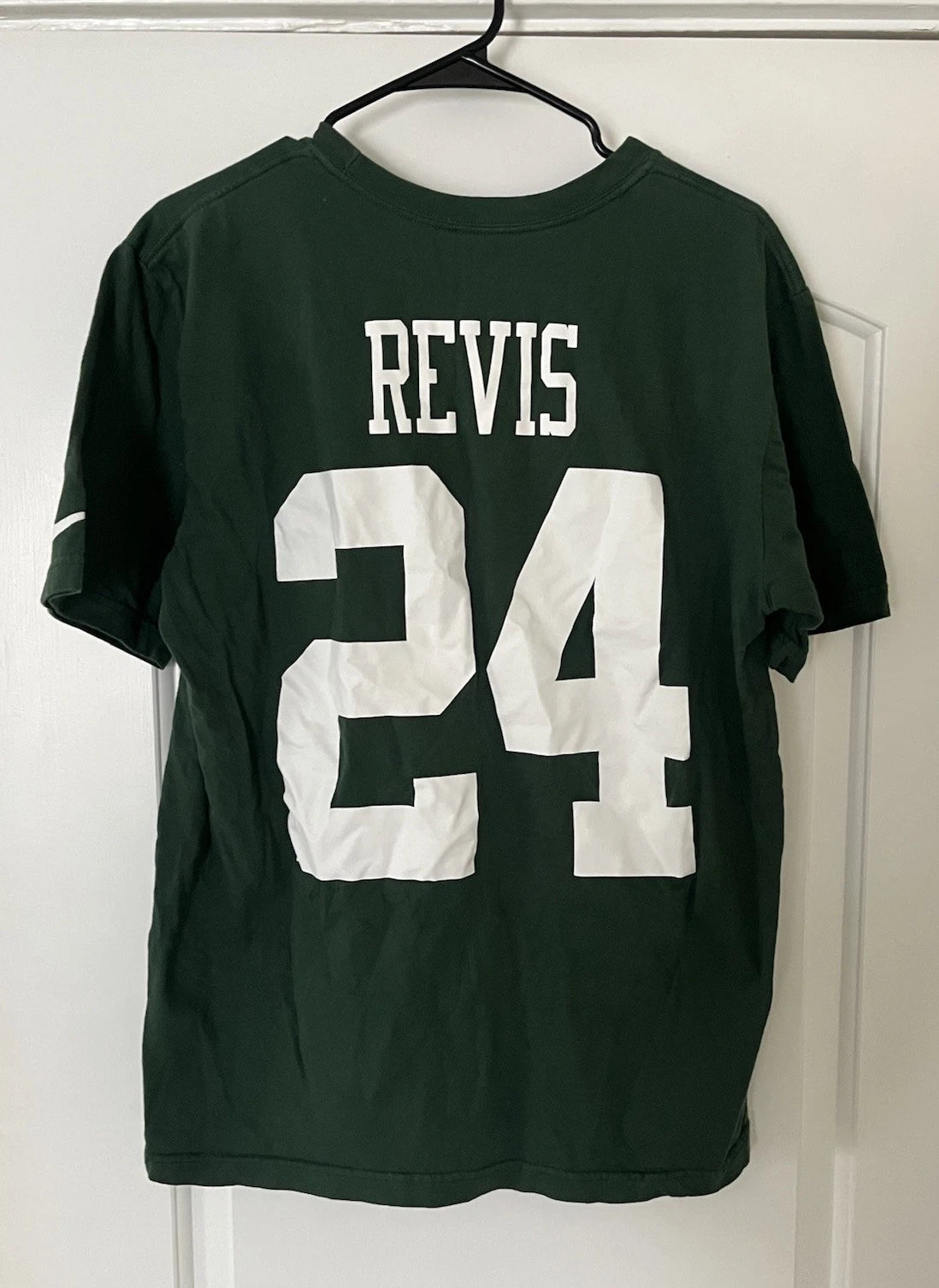 Nike New York Jets Darrelle Revis Green Football Short Sleeve T-shirt Mens Large | Trendy Graphic Tee | Casual Unisex T-shirt