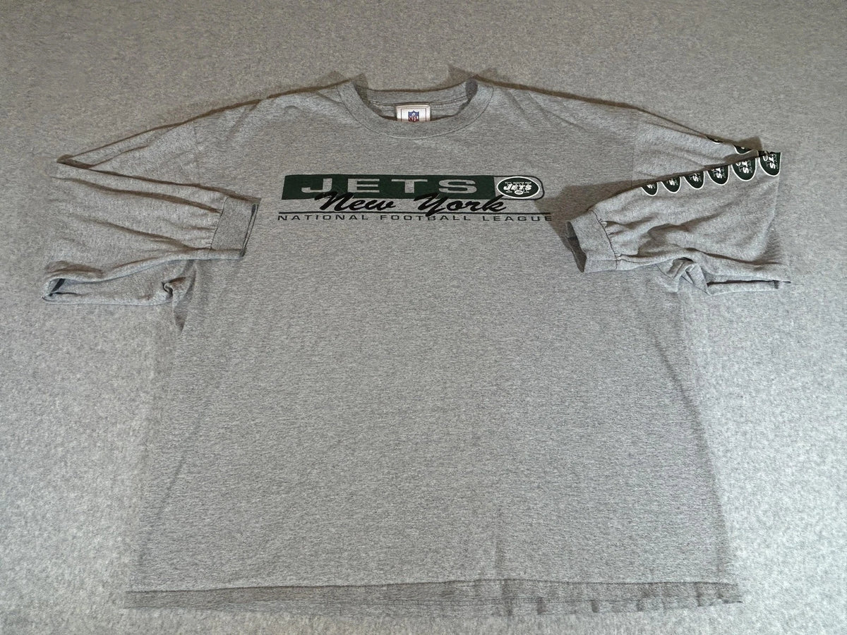 New York Jets Shirt Mens Large Gray Nfl Football Long Sleeve Graphic Vintage Y2k | Trendy Graphic Tee | Casual Unisex T-shirt