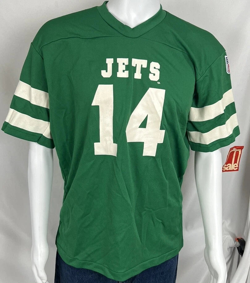 New York Jets Vintage 1970s Rawlings 14 Jersey T Shirt L Made Usa Nwt | Premium Sports Jersey | Fan Edition Apparel