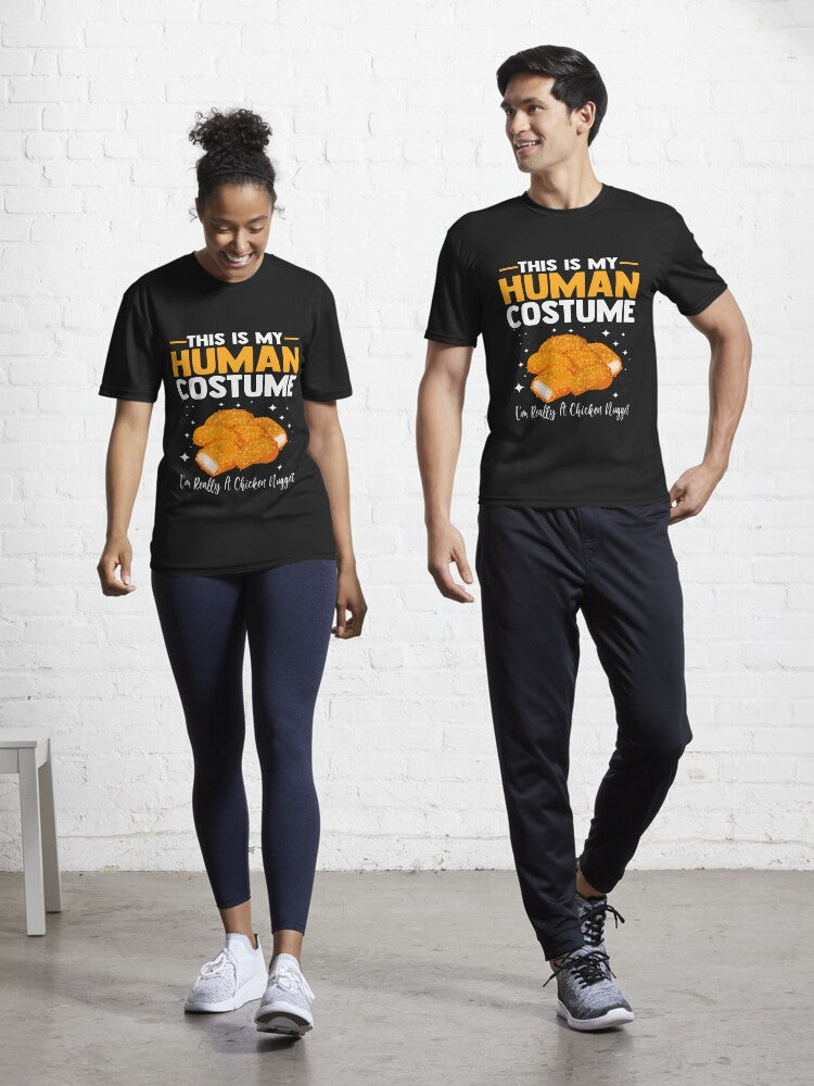 Humorous Chicken Nugget Human Costume Quote Active T Shirt T Shirt Viral TikTok Daily Wear