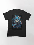 T Shirt Wolf And Flowers Blue Version Classic