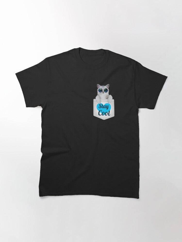 T Shirt Stay Cool Cat Design Classic