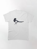 Black Billed Magpie Charcoal Drawing Classic T Shirt Everyday Wear