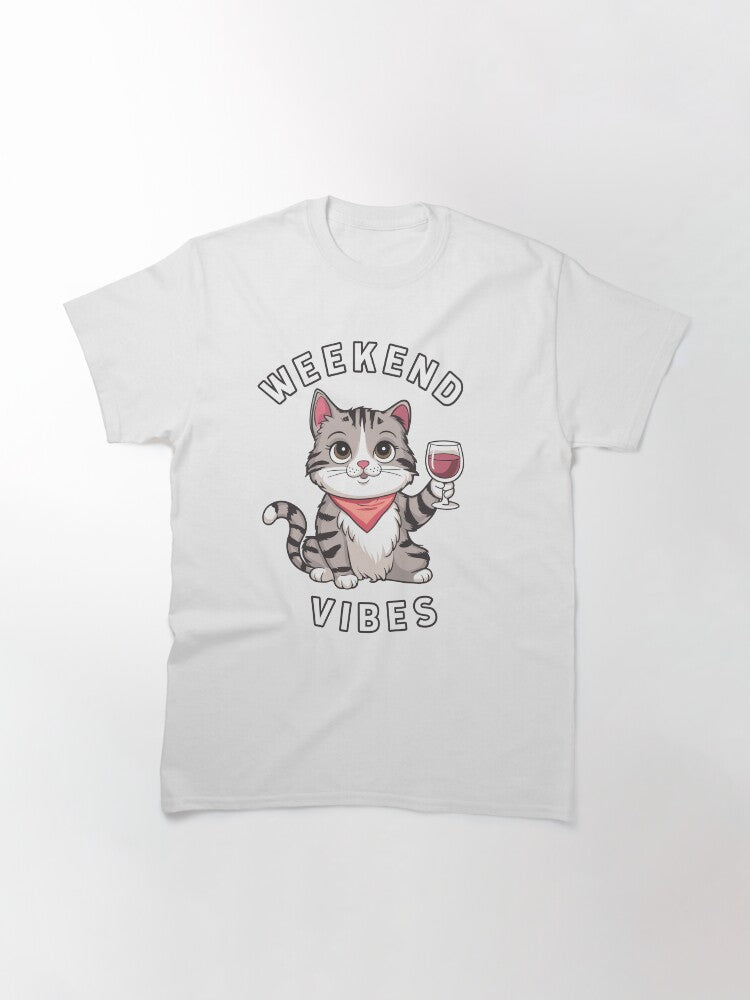 Cute Adorable Cat Drinks Wine Classic T-Shirt