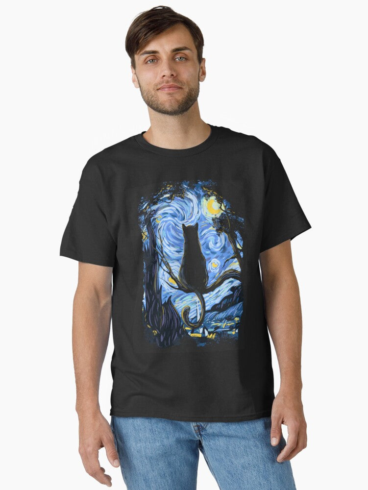 Van Gogh Cat Starry Night Van Gogh Cat Lovers Classic T-Shirt