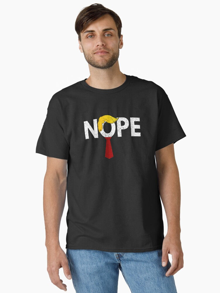 Nope Anti Trump Red Tie Funny Haircut Impeach Vintage Gift Classic T-Shirt