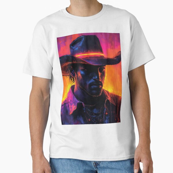 Cowboy in Neon Shadows Classic T-Shirt by shadowart86