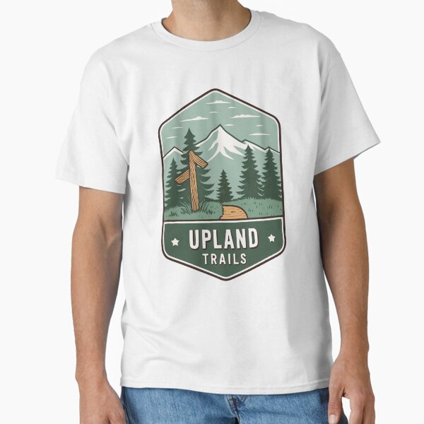 Upland Trails Badge – Hiking Signpost and Mountain Silhouette Design Classic T-Shirt for Sale by VividOrganica