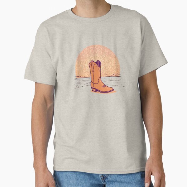 Cowboy-Core Sunset Boot – Minimal Western Tee Classic T-Shirt for Sale by supriyaghorai