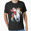 Santa Riding Unicorn T Shirt Christmas Gifts Rainbow Space Xmas T-shirt Gifts Ideas Essential T-Shirt for Sale by LiqueGifts