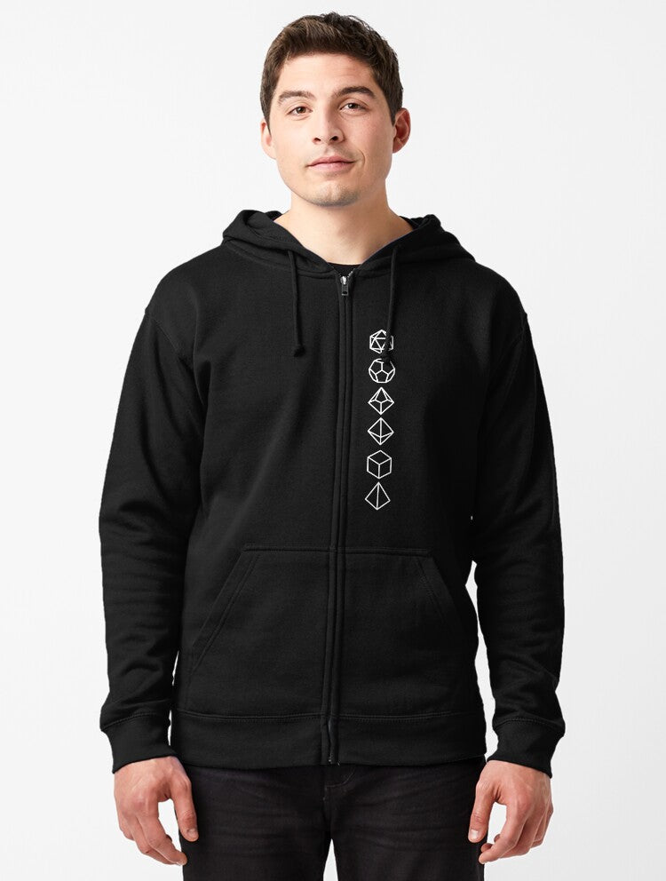 Dungeons and Dragons Dice Zipped Hoodie Zip Up Hoodie Cold Weather Trending US