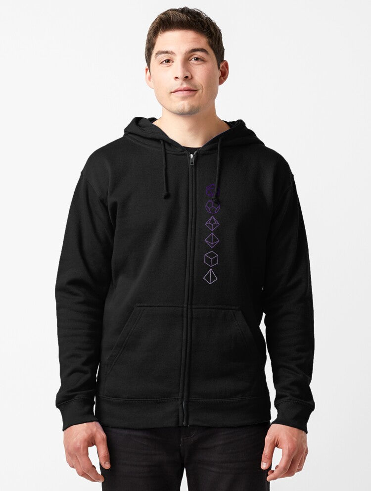 Dungeons and Dragons Dice Purple Fade Zipped Hoodie Zip Up Hoodie Cold Weather Trending US