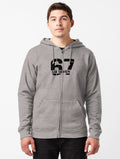 Happy Six Seven Birthday: 67 birthday Funny bday Zipped Hoodie | Premium Unisex T-Shirt, Trending Graphic Tee