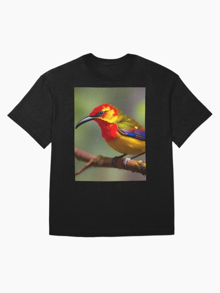 Gold and Red Sunbird, Ai Generated Art Oversized T-Shirt