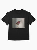 Purple Finch Portrait Oversized T Shirt US Trend
