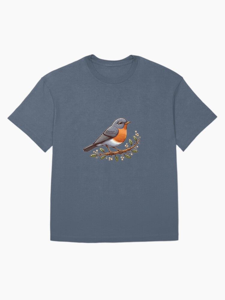 American Robin Bird Oversized T Shirt Minimal Style