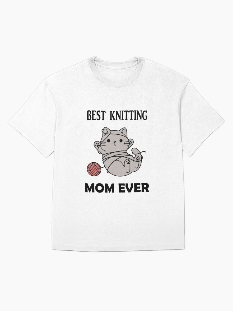 Best Knitting Mom Ever Cat Oversized T-Shirt