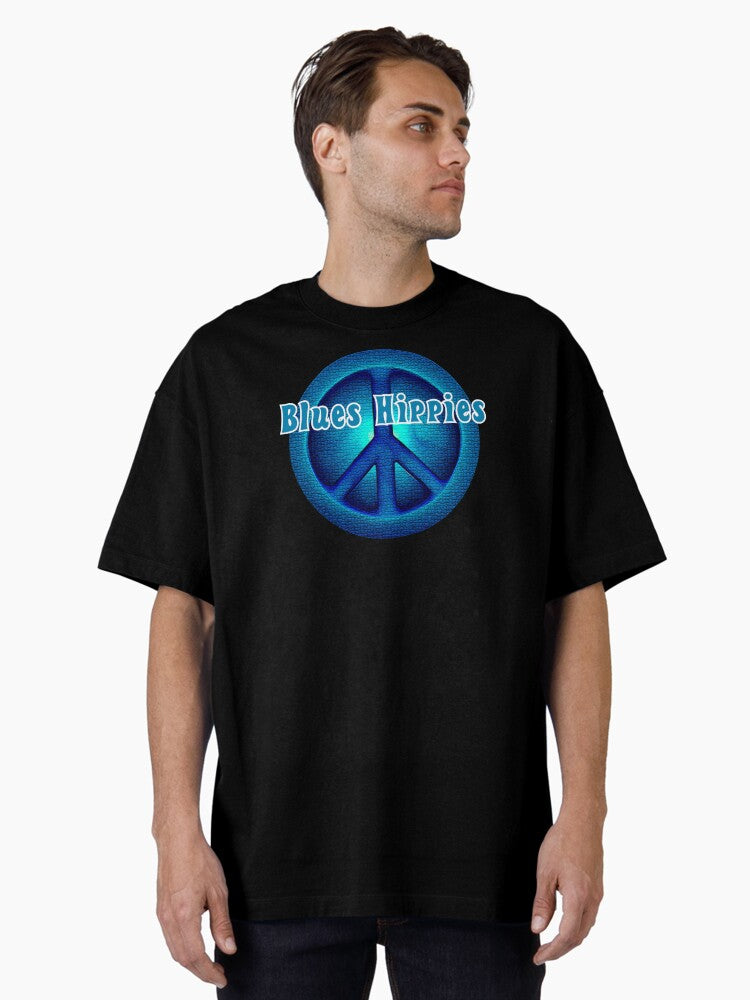 Blues Hippies Logo and Name across Front Oversized T Shirt T Shirt High Search Demand Daily Wear