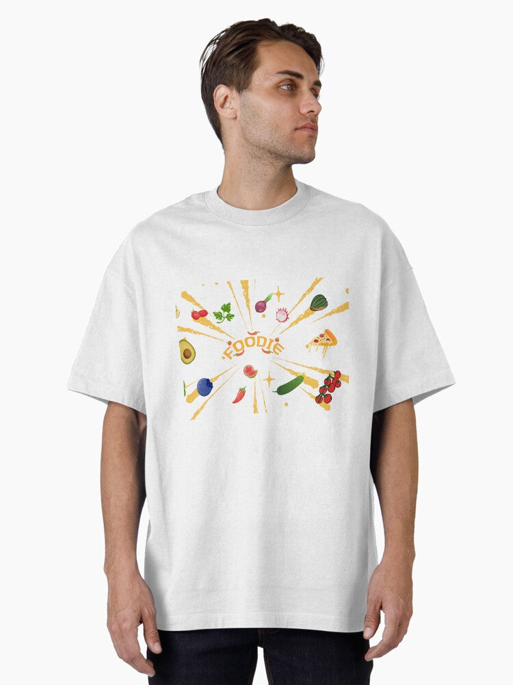 Foodie Explosion Vibrant Digital Illustration for Food Lovers Oversized T Shirt T Shirt Trending US Food Lover