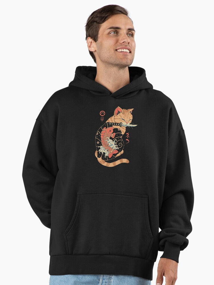 Carp Tattooed Cat Premium Oversized Hoodie Hoodie Premium Print Daily Wear