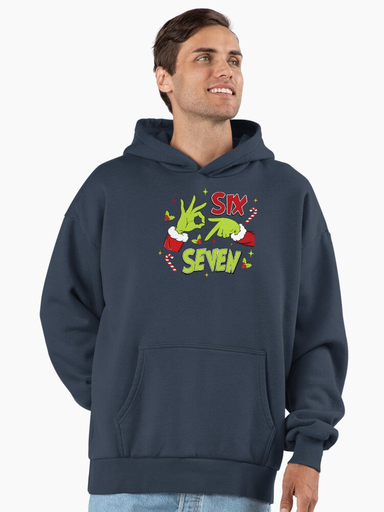 67 Meme Humor 6-7 Funny Six Seven Christmas Premium Oversized Hoodie | Premium Unisex T-Shirt, Trending Graphic Tee