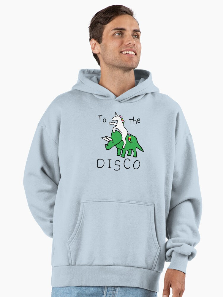 To The Disco Unicorn Riding Triceratops Premium Oversized Hoodie Hoodie Trending US Daily Wear