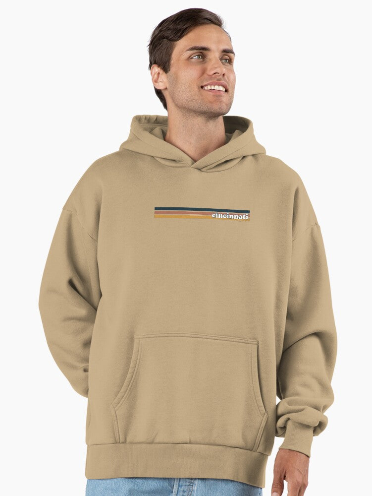 Cincinnati Retro Stripe Premium Oversized Hoodie Hoodie Viral TikTok Hot Right Now