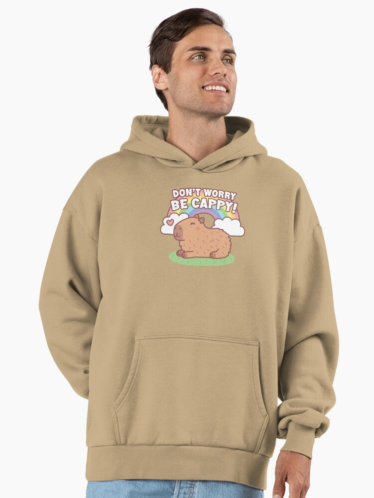 Cute Capybara And Rainbow Don t Worry Be Cappy Premium Oversized Hoodie Hoodie Viral TikTok Best Seller Look