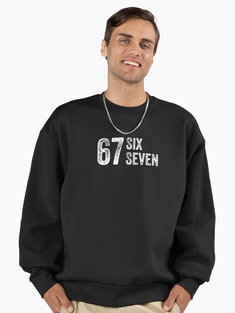 67 Six Seven (White) Premium Oversized Sweatshirt | Premium Unisex T-Shirt, Trending Graphic Tee