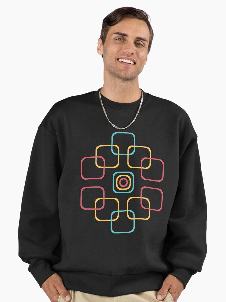 Colorful Square Pattern Premium Oversized Sweatshirt T Shirt Trending US