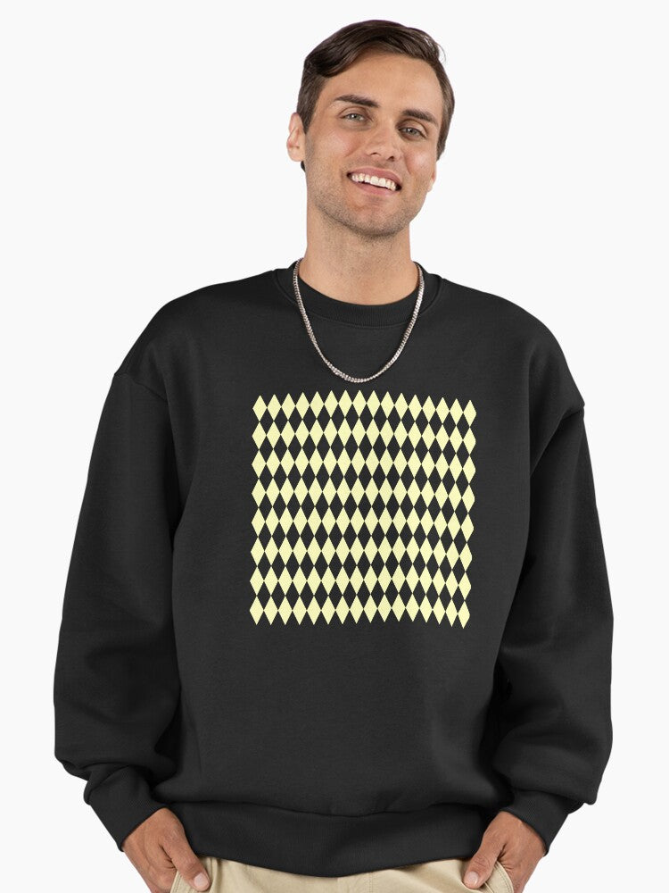 Yellow Pastel Diamond Pattern Premium Oversized Sweatshirt T Shirt Trending US