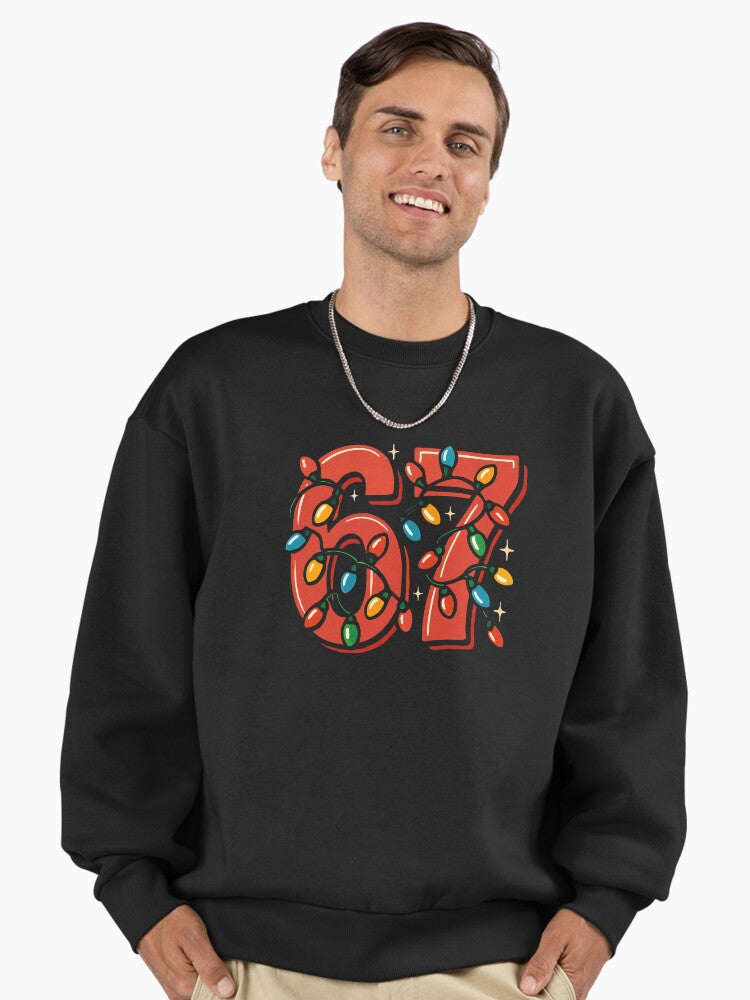 Christmas 6-7 Fun 67 Number 6-7 6 7 Xmas Six Seven Gear Premium Oversized Sweatshirt | Premium Unisex T-Shirt, Trending Graphic Tee