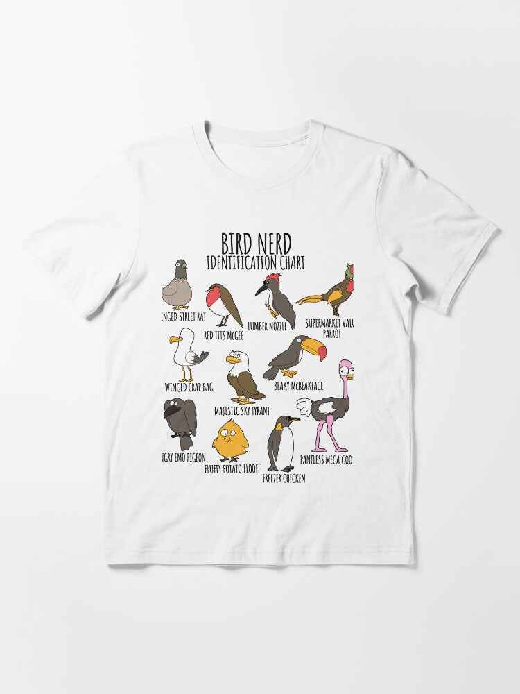 Bird Watcher Funny Identification Chart For Lovers Ornithologists Essential T Shirt Clean Design