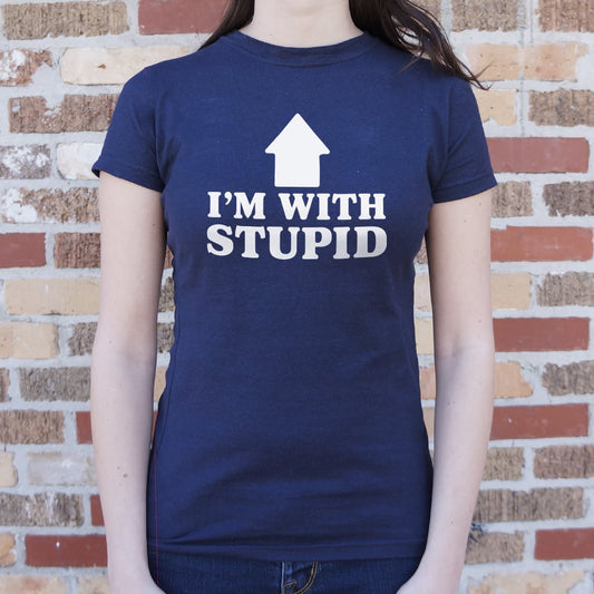 I M With Stupid T Shirt Premium Print